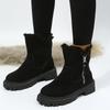 Large Size Medium Heel Martin Boots Women's Autumn and Winter New Velvet Warm Snow Boots Flat-bottomed Thick-soled Cotton Boots