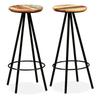 Bar Stool - vidaXL - Set of 2 - Solid Reclaimed Wood - Steel - 30 X 76 Cm