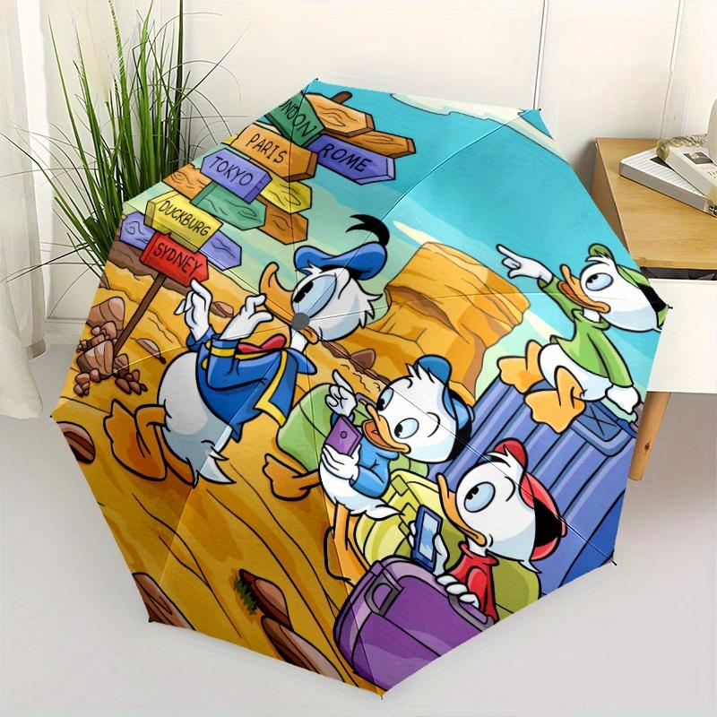 Duck Family Travel Adventure Automatic Opening and Closing Umbrella, Lightweight 3-Fold, With Cute Cartoon Characters, Suitable for Home, Ou