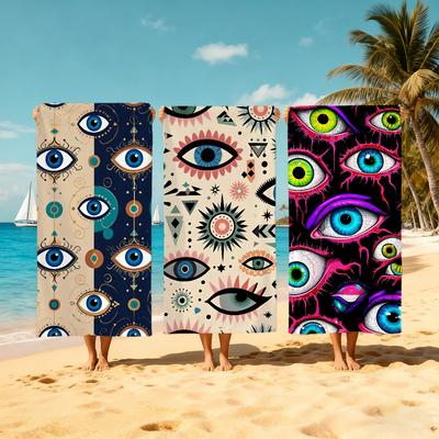 E-Evil ART Полотенце Пляжное Быстросохнущее Мягкое E-Eye Полотенца для Бассейна Подарок для Путешествий Тренажерного Зала Душа Кемпинга спорта