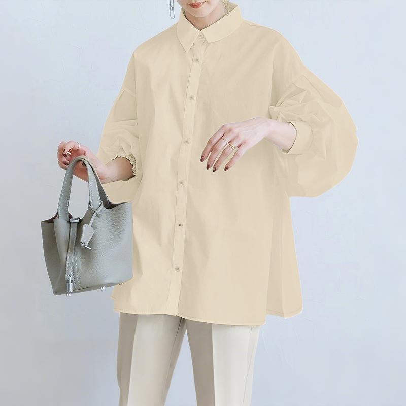 ZANZEA Женская блузка с отложным воротником, свободного кроя, с длинными рукавами на пуговицах