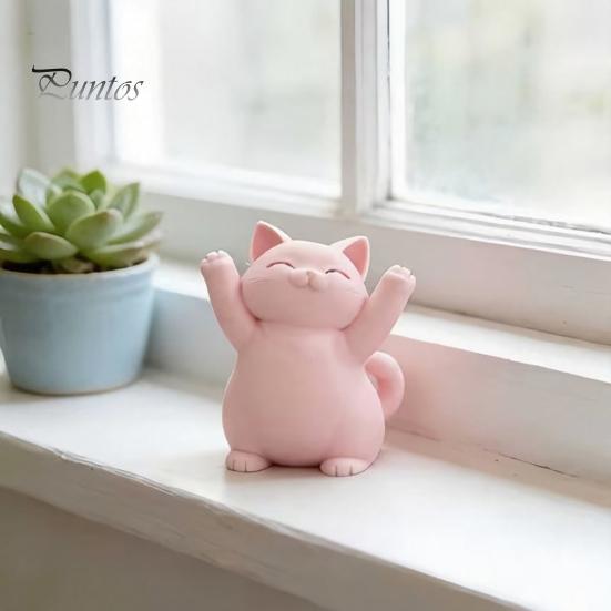 Уникальные подарки для кошек 3D-печатная розовая фигурка обнимающихся кошек, очаровательная статуэтка сидящего котенка с поднятыми лапами, декор для рабочего стола, Kawaii, для стола, приборной панели автомобиля