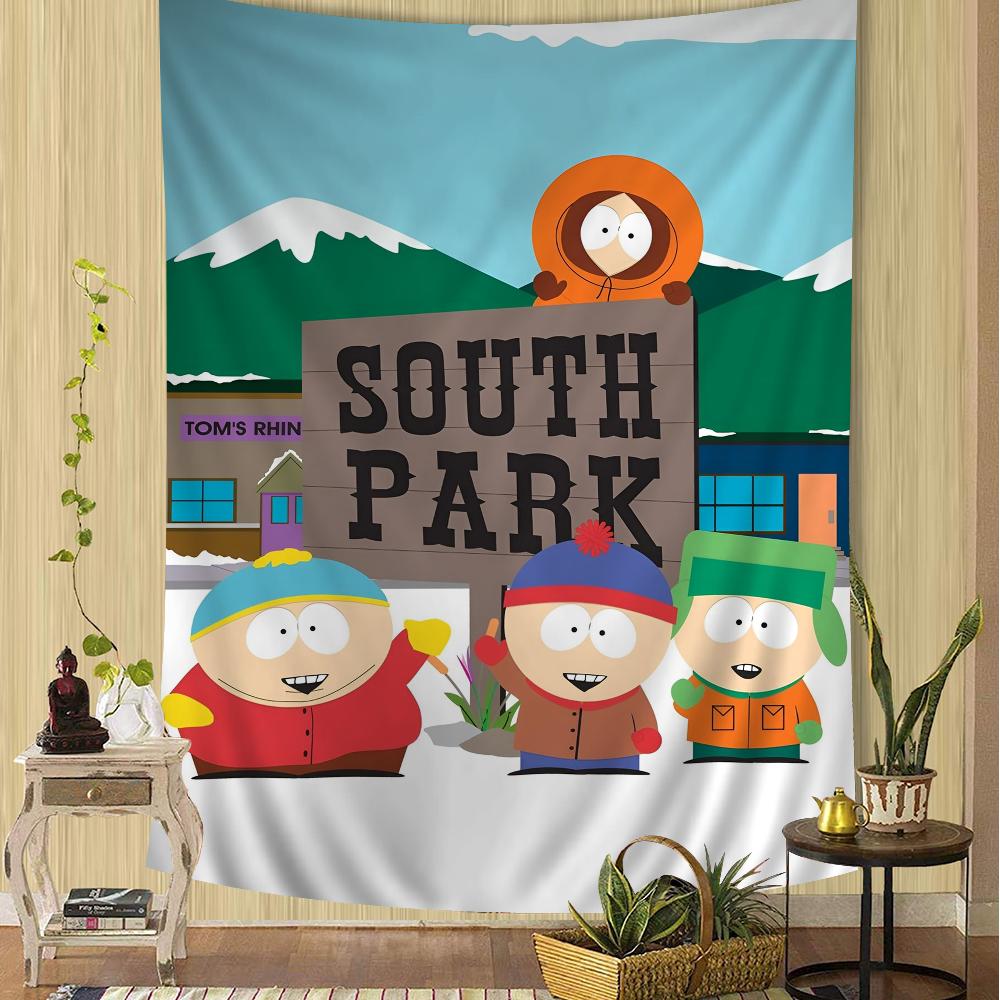 SSouth Cartoon Park Tapestry Anime Tapestry Hanging Tarot Hippie Wall Rugs Dorm Wall Hanging Sheets