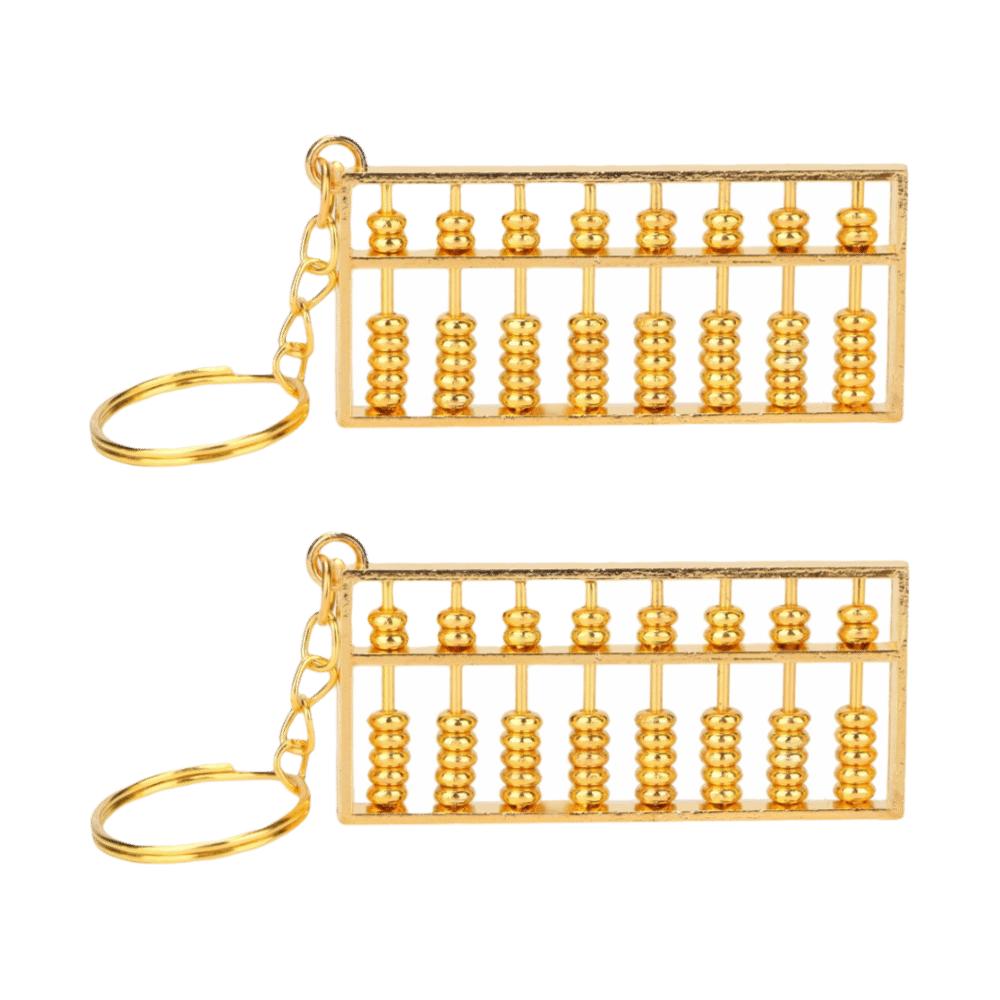 2pcs 8 Rolls Abacus Key Ring Golden Mini Abacus Keychain Abacus Pendant For Car Keys