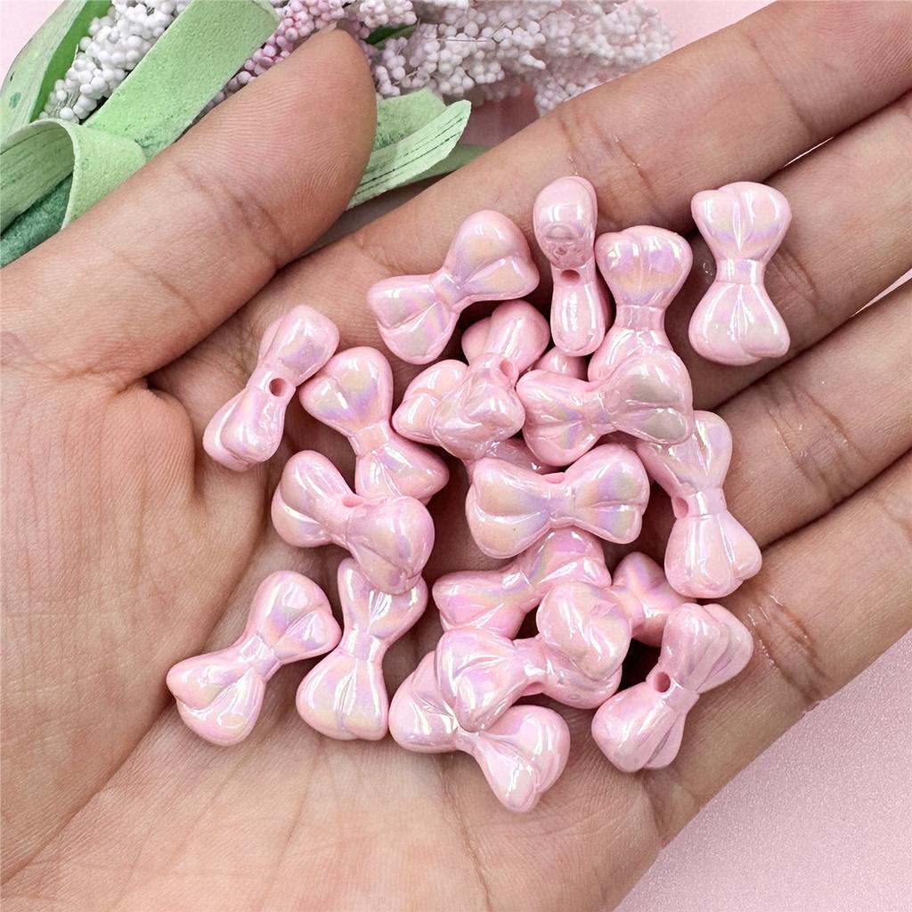 Креативные ослепительные акриловые маленькие бусины в виде банта, материал для самостоятельного изготовления бисера, подвеска, мода для браслета, 20 шт., брелок для изготовления ожерелья, 9,7*17,9 мм