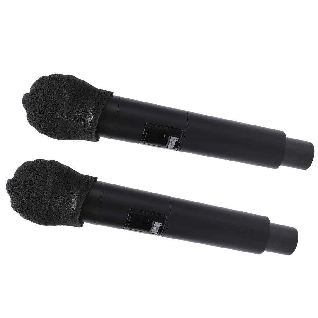 2шт беспроводной микрофон металлический шумоподавляющий ручной динамический микрофон набор с кристальными крышками и приемником