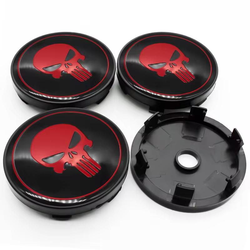 AABHK1 4pcs/set Universal 60mm Skull Emblem Car Wheel Center Cap Hub Covers Badge For Mercedes Benz TOYOTA BMW Chevrolet FORD LEXUS