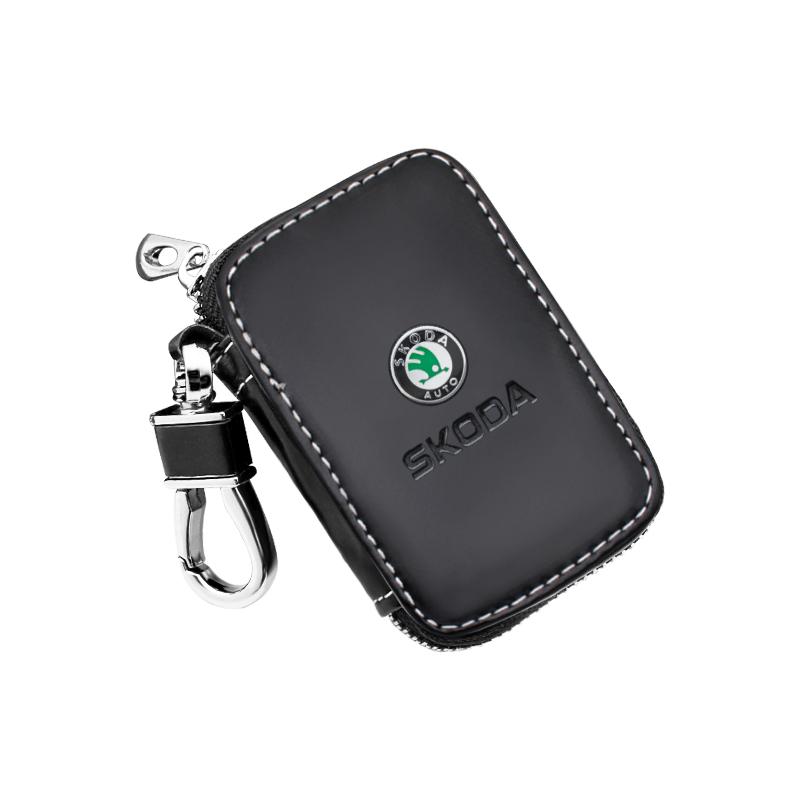 OBDI6 For Skoda Models Genuine Leather Car Key Cover - Key Case, Wallet, Keychain Bag - Accessories (Octavia Kodiaq Kamiq Karoq)