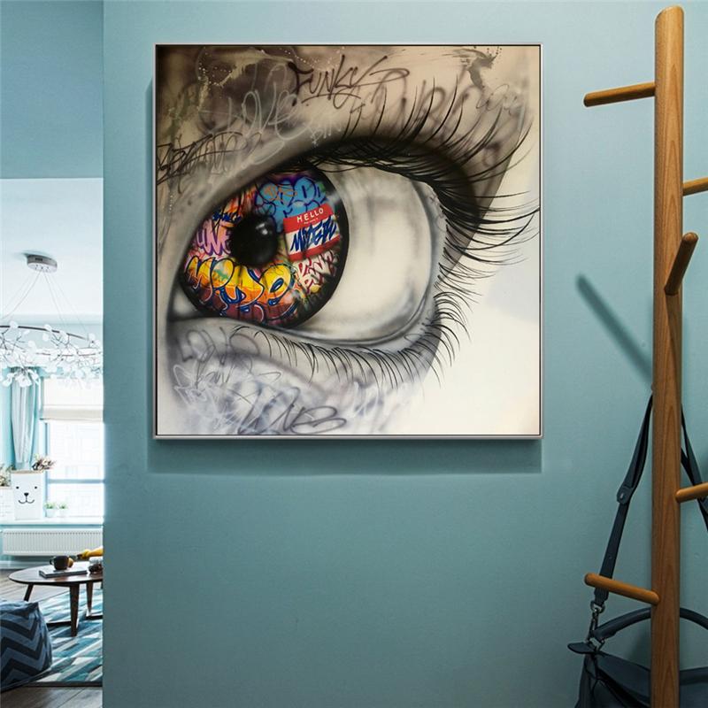 Modern Abstract Graffiti Eye Street Art Picture On Canvas Wall Art Prints Fine Poster Painting For Living Room Wall Decoration
