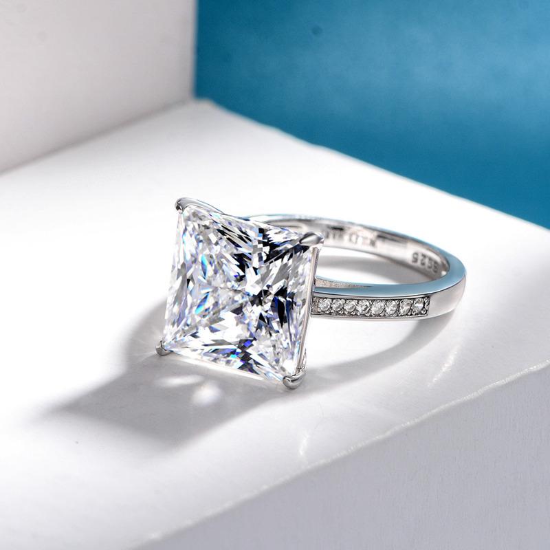 Gica Gema 925 Sterling Silver Yellow Square Ring For Women Fine Temperament High Grade Jewelry Gift