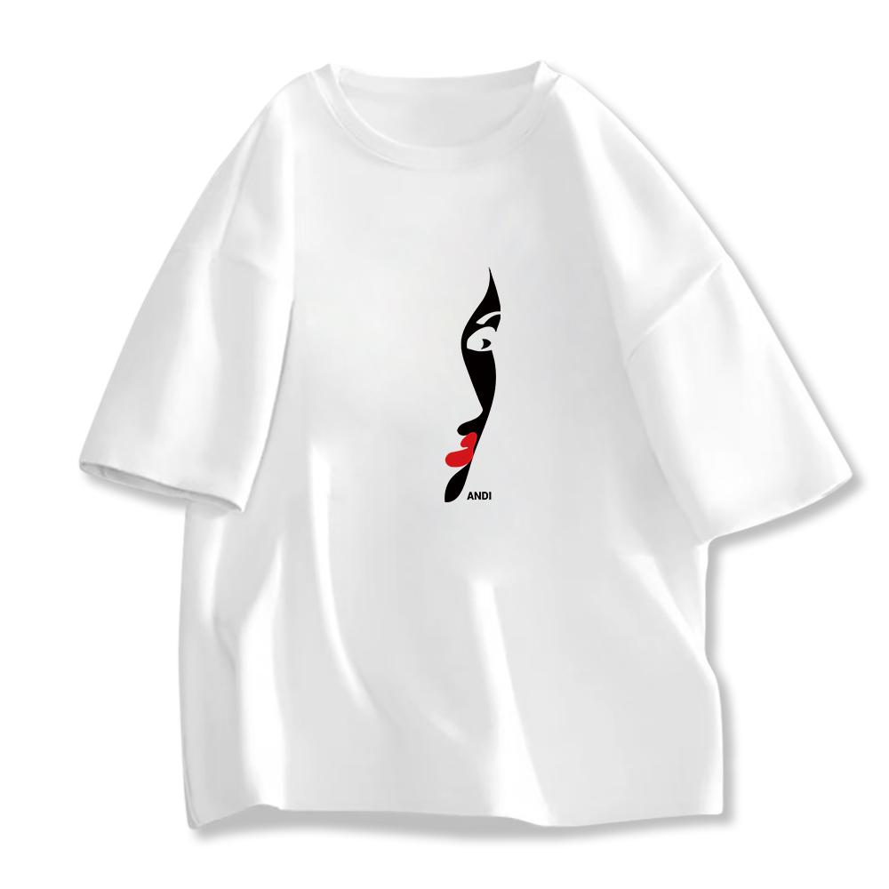 Летняя модная брендовая футболка с коротким рукавом 2024Модный мужской свободный нишевый топ с круглым вырезом для пар