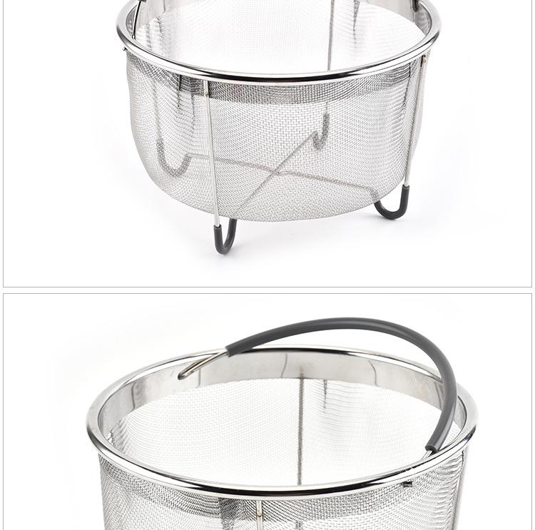 Портативная овощеварка из нержавеющей стали 304 с силиконовой ручкой - многофункциональная корзина для рисоварки