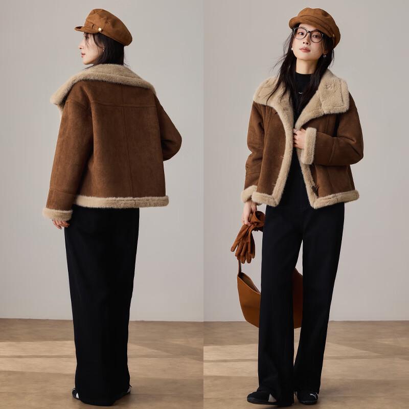 VICTORIA&VERA Women's Winter Retro Toggle Button Faux Fur Short Coat V9019W12