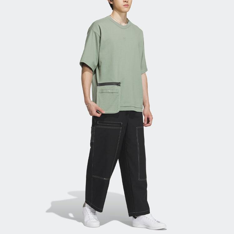adidas Originals Trefoil однотонная футболка с карманом и молнией с короткими рукавами, мужские топы, серебристо-серый, зеленый, HY7246