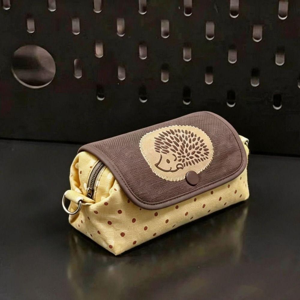 Cute Hedgehog Pen Bag Dot Pattern Pencil Pouch High Quality Pencil Case Gift