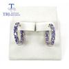 Natural Tanzania Blue Tanzanite Oval 3*4mm Real Gemstone Earrings 925 Sterling Silver Fashion Women Fine Jewelry