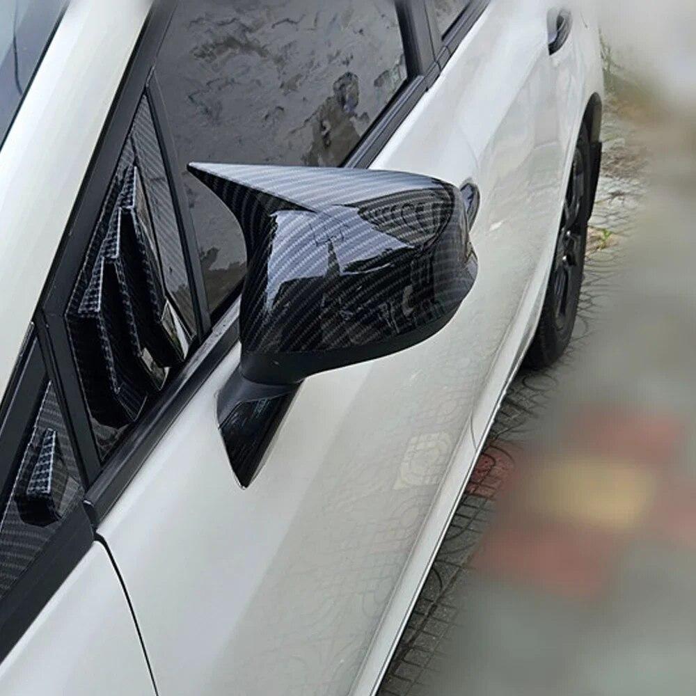 For Honda CIVIC 2012 2013 2014 Car Rearview Side Mirror Cover Wing Cap Exterior Sticker Rear View Case Trim Carbon Fiber Black
