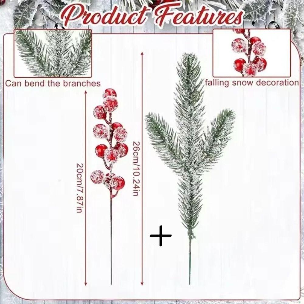Red Berries Fake Cedar Pine Plastic Faux Pine Lifelike Natural Looking Home Decoration