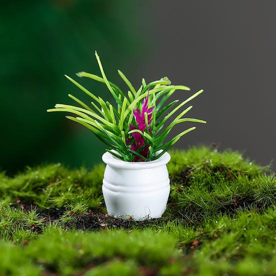 1 Set Potted Plant Statue DIY Weather-resistant PVC Delicate Detail Mini Flower Miniature Home Decor