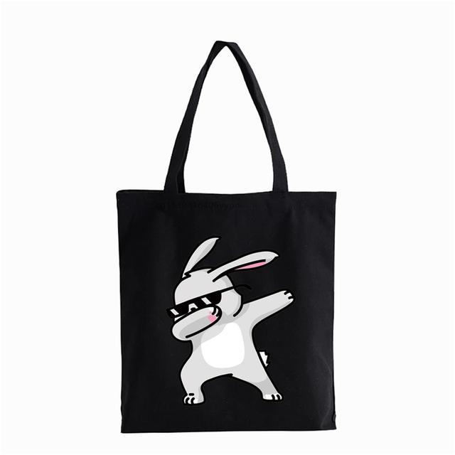 Dabbing Unicorn Panda Anime Shopper Bag Teenage Students Reusable Canvas Bag Handbag Bag Women's Shoulder Tote Bag Bolsas