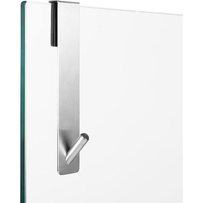 Simtive Extended (7-Inch) Over Door Hooks for Bathroom Frameless Glass Shower Door, Towel Hooks, 2-Pack, Silver