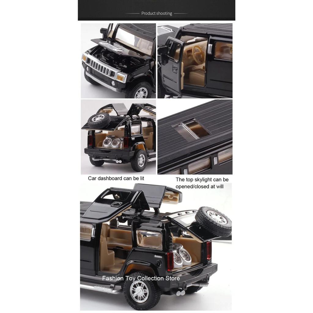 1/32 Модель автомобиля Hummar из сплава, высококачественная имитация, литая игрушка со звуком и светом, инерционные транспортные средства, декоративные игрушки для детей, подарок