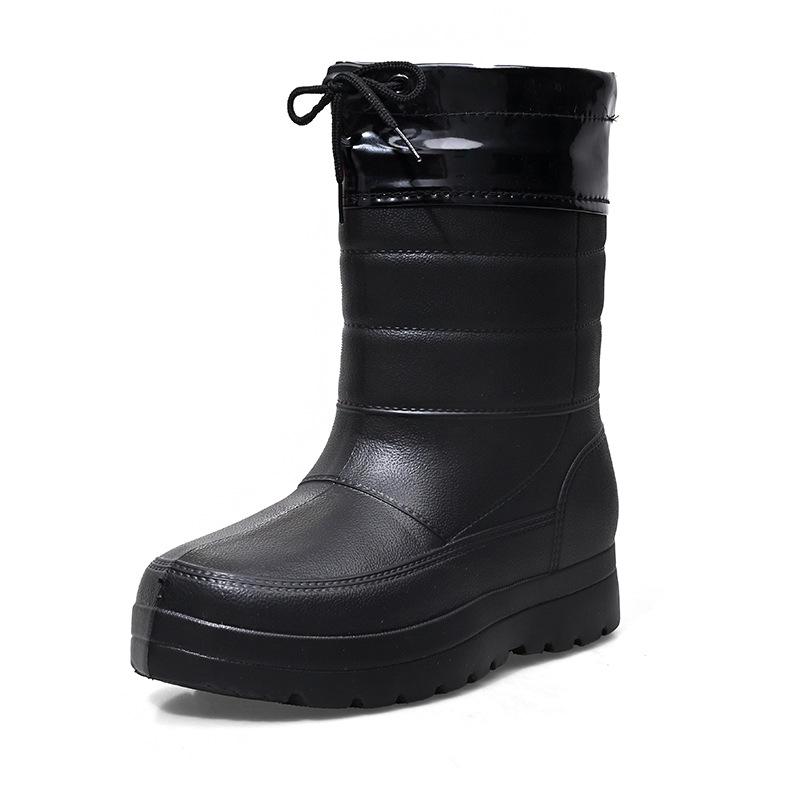 2024 Унисекс Черные зимние ботинки: Бархат, водонепроницаемый, легкий, утолщенный ЭВА для тепла