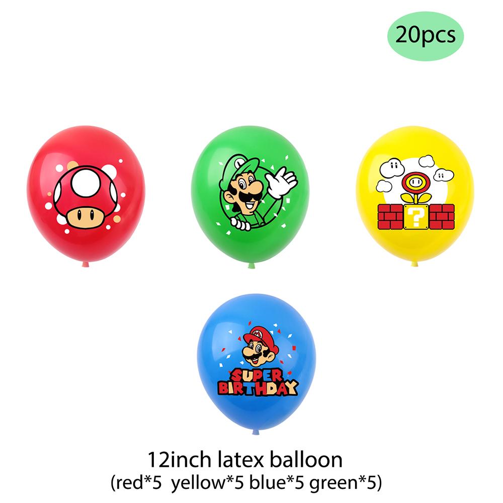 1 x Разноцветный баннер «С Днем Рождения» в стиле Марио с топперами-капкейками и шарами