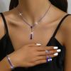 3Pcs/Set Women's Jewelry Set Single Row Rhinestone Inlaid Necklaces Earrings Bracelets Hypoallergenic Lightweight Jewels for Christmas Mother's