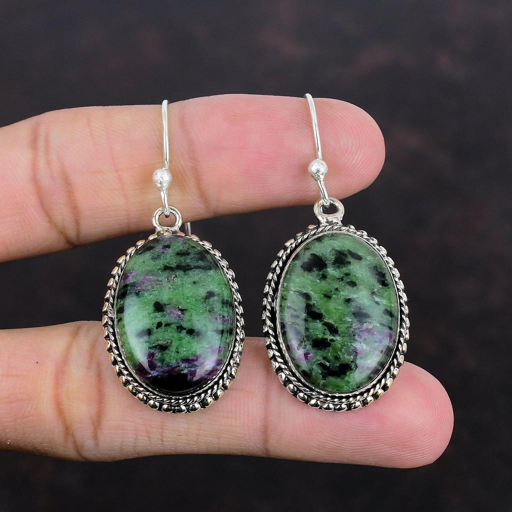 Ruby Zoisite Earring Beautiful Vintage Earrings Gemstone Handmade Jewelry 925 Sterling Silver Earring Ruby Zoisite Jewelry Gifts For Women