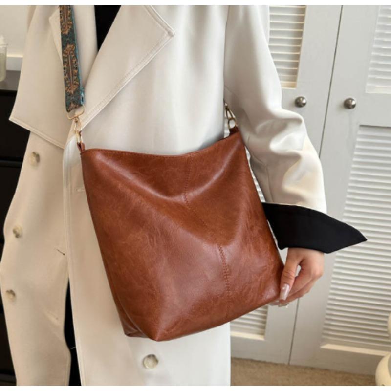 Винтажная сумка через плечо для женщин, сумка-ведро из искусственной кожи, роскошная стильная сумка через плечо, женская сумка-мессенджер, сумка-тоут для покупок