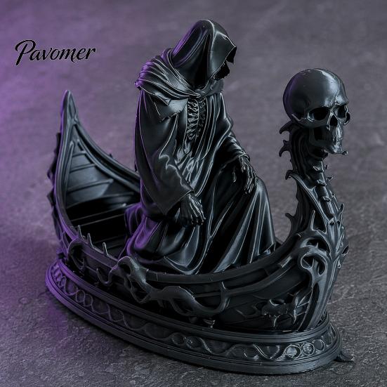 Индивидуальный Размер Хэллоуинский Орнамент 3D Печатная Готическая Фигурка Жнеца, Черепа, Лодки, Маленькое Настольное Украшение для Вечеринки, Темный Ужас