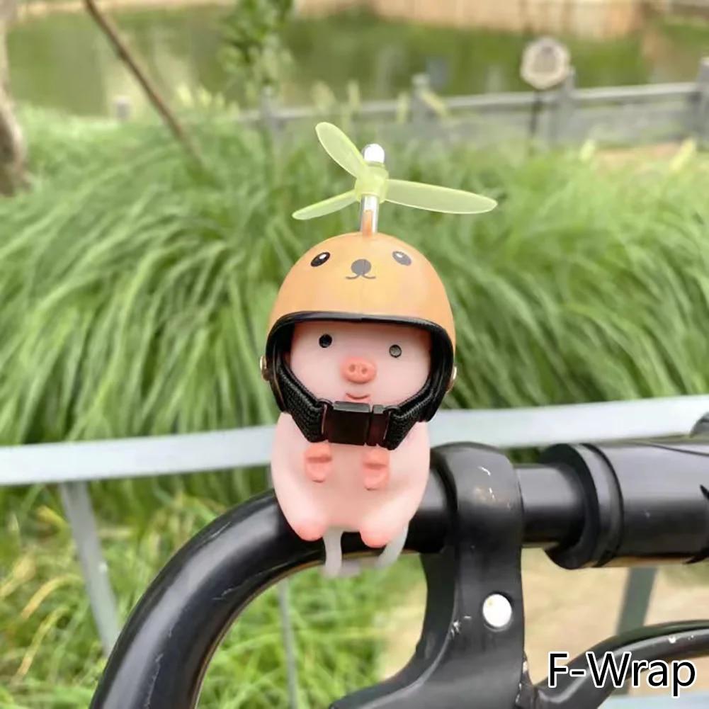 Car Cute Little Pink Pig With Helmet Propeller Wind-breaking Duck Road Bike Motor Helmet Riding Cycling Car Accessories Decor
