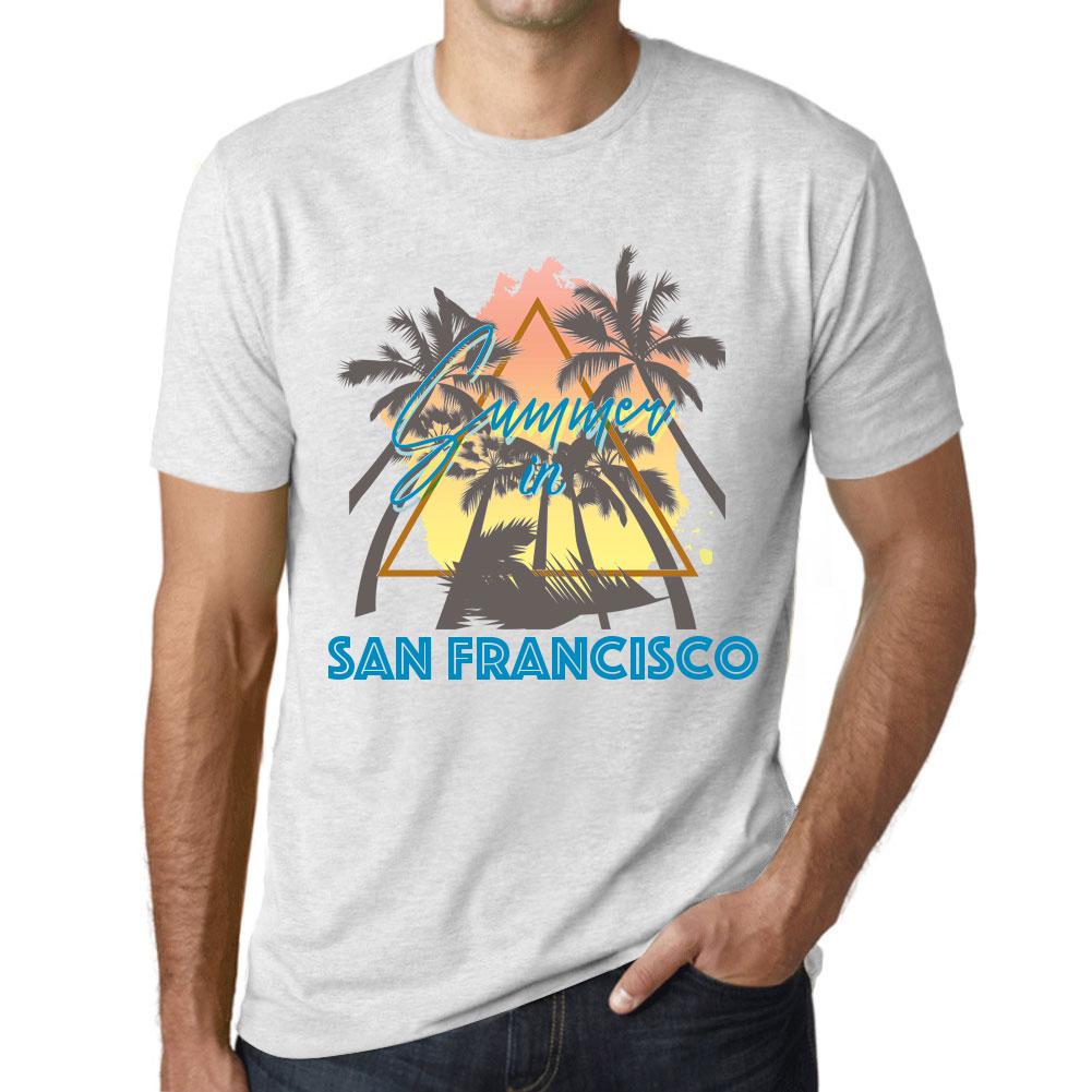 Мужская винтажная футболка Футболка с рисунком Summer Triangle San Francisco Vintage White