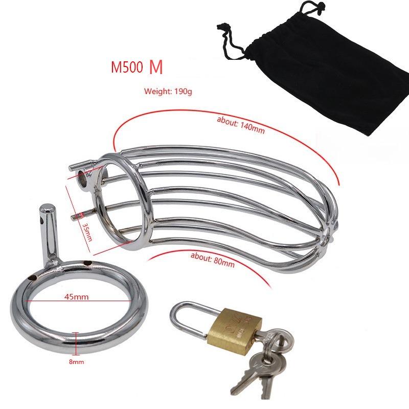 New Men's Chastity Cage Metal Wearable CB Lock Penis Restraint Device Three C-Ring Options Celibacy Adult Sex Toys BDSM Training