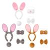 Набор аксессуаров для костюма кролика для детей и взрослых из 4 предметов: повязка на голову с кроличьими ушками, галстук-бабочка, кроличий хвостик, нос для Хэллоуина, Пасхальной вечеринки