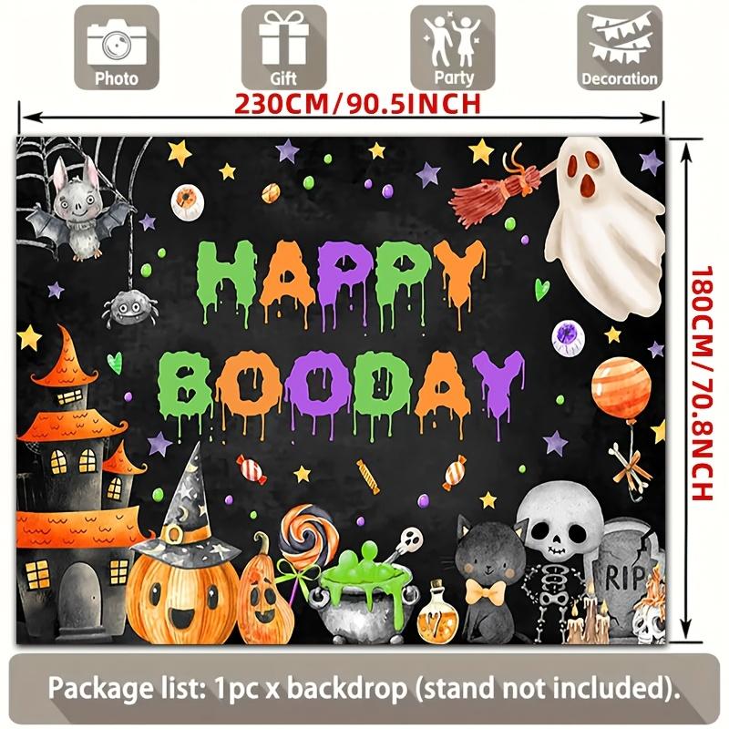 2D flat design 1 piece. "Happy Birthday" theme Halloween style cute pumpkin witch skeletonzyc