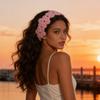 1 шт. Однотонная вязаная цветочная повязка на голову, Бохо однотонная цветочная повязка на голову, Модный женский аксессуар для волос, Мягкая полиэстеровая повязка на голову