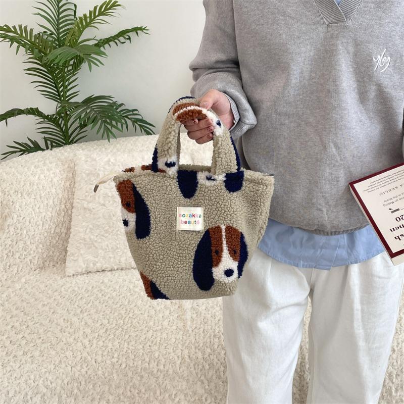 11 Новая зимняя плюшевая сумка женская сумка для бенто в горошек сумка для покупок для работы