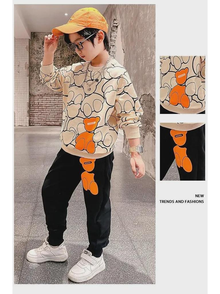 Autumn Boys' Long-Sleeve Sweatshirt & Pants Set – Trendy Children's Sportswear