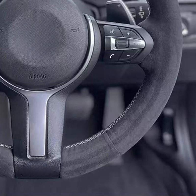 Черная замшевая оплетка руля для BMW M Sport F30 F31 F34 F10 F11 F07 X1 X2 X3 F25 F32 F33 F36 F48 F39 Автоаксессуары
