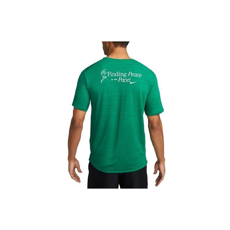 Nike Спортивная футболка с коротким рукавом Dri-FIT Miler Letter Print, мужские топы, павлин FB9037-365