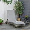 Poly Rattan Sun Lounger Garden Lounger with Cushion 5-Level Adjustable Rattan Lounger Garden Furniture Lounger S-Shape Metal Grey 207 x 70 x 70 cm