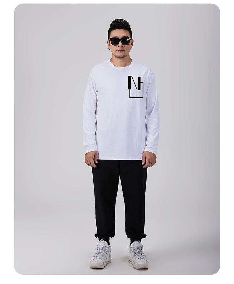 Мужская футболка больших размеров свободного кроя с длинным рукавом на осень (300 Джин)