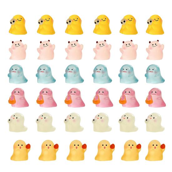 1/6/24/36Pcs Halloween Ghost Figurine Glow-in-the-dark Mini Cartoon Ghost Statue Luminous Miniature Ghost Ornament Desktop Decoration