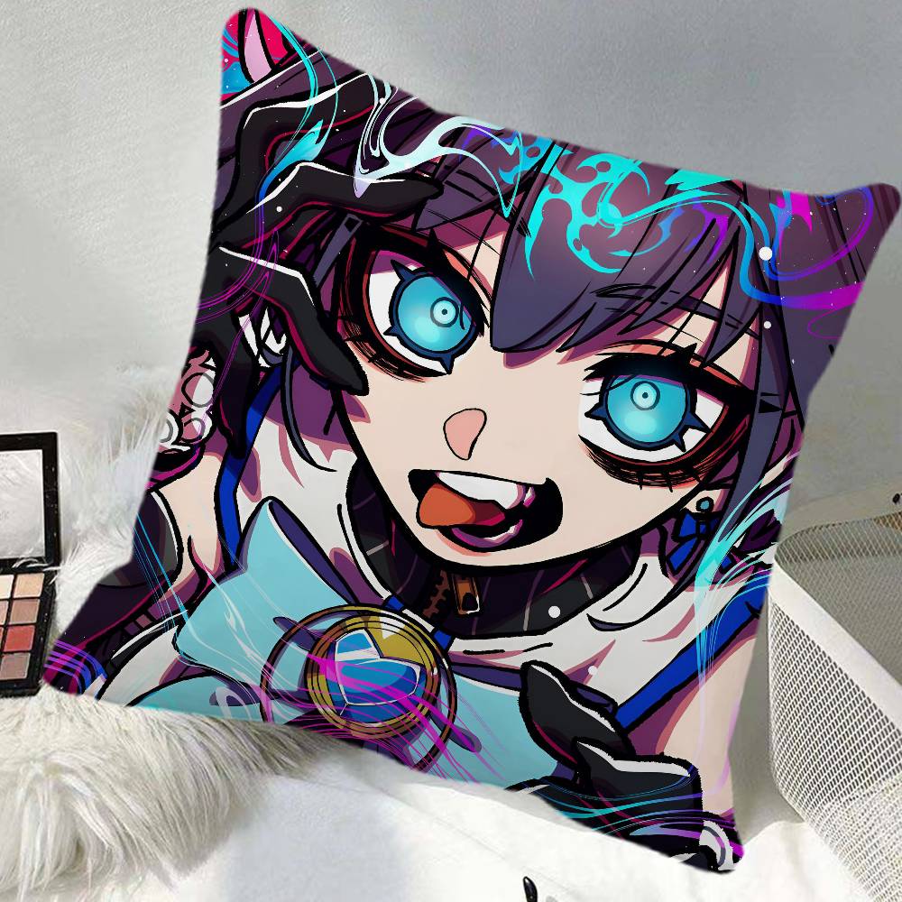 Anime OOuro Kronii Pillow Case Square Pillow Bedroom Sofa Leisure Comfort Cushion Car Home Decoration