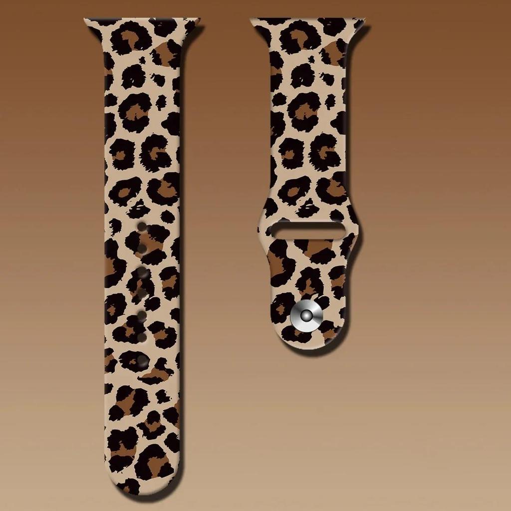 Силиконовый ремешок с леопардовым принтом для Apple Watch 44 мм 41 мм 45 мм 38 мм 40 мм 42 мм 49 мм браслет для iWatch 9 10 8 7 SE 6 5 4 3 2