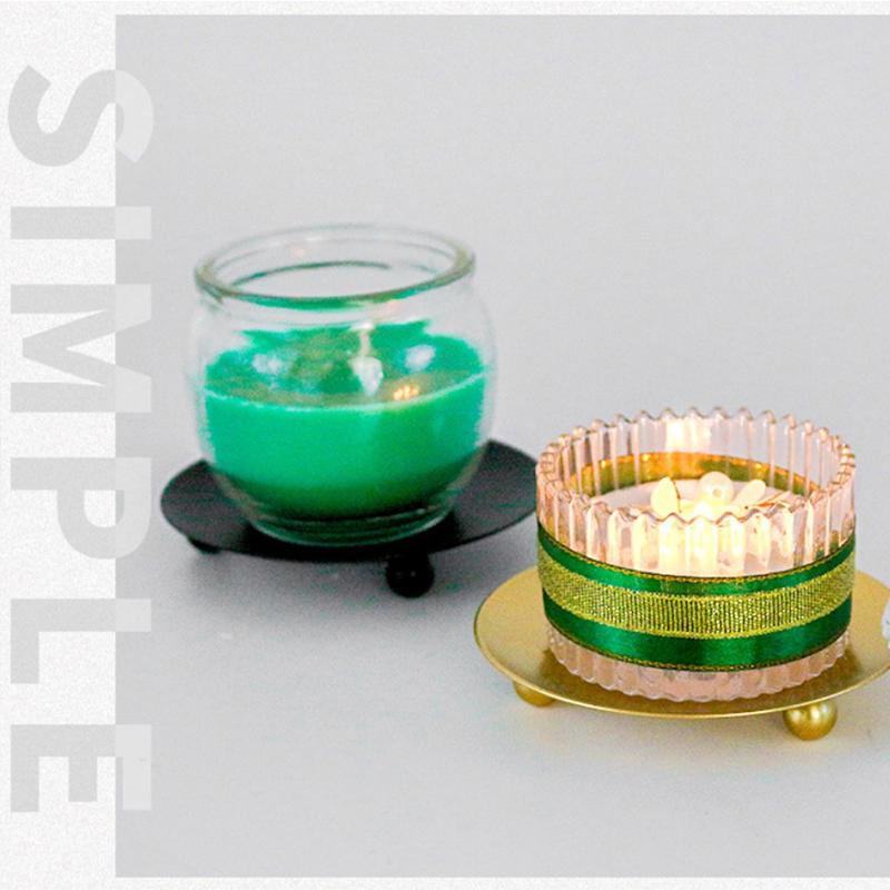 Mini Wrought Iron Candle Holder Creative Simple Geometric Saucer Romantic Candle Cup Table Decoration