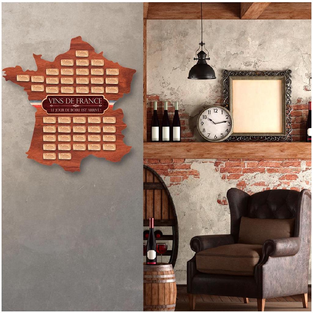Les Trésors De Lily [A1602] - Wooden Cork Collector 'Map of France' - 50x49 Cm (44 Corks)