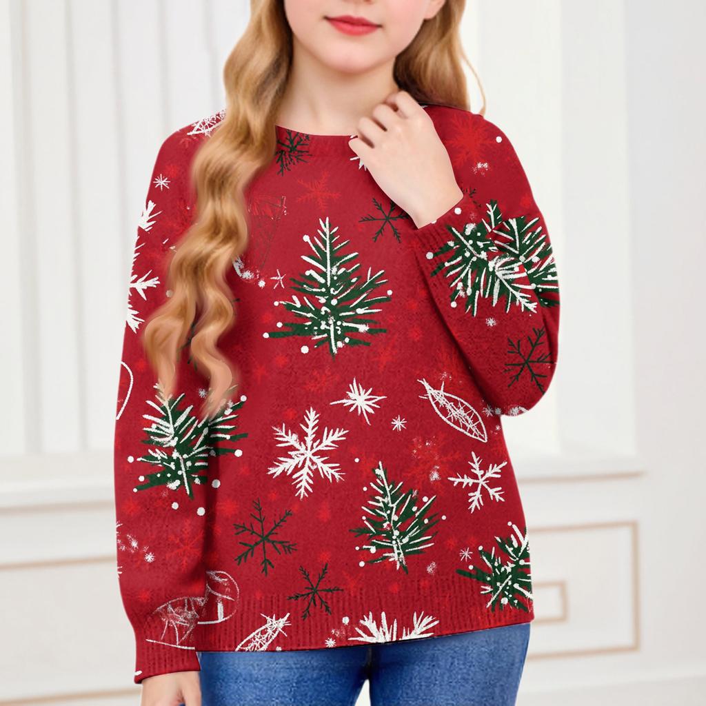 Christmas Day Sweatshirts For Children Boys And Girls Knit Sweater Cute Shirt Fall Crewneck Pullover Tops